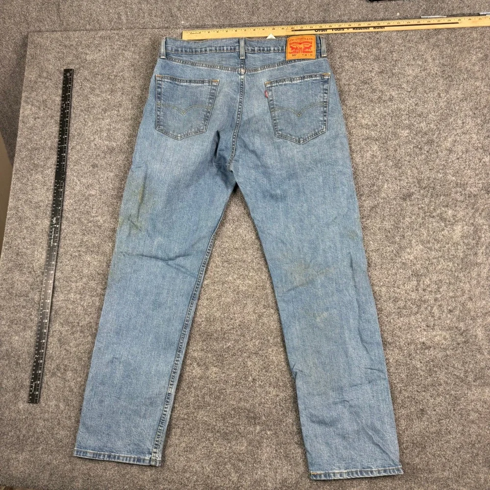 Levi's Jeans Mens Size 36x32 505 Regular Fit Straight Leg Light Wash Stained